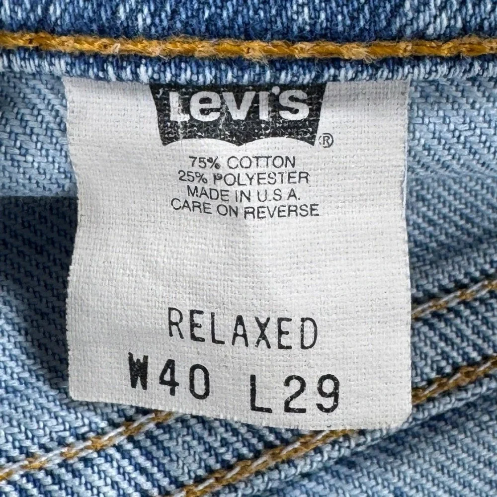 Vintage Levis 540 Relaxed Fit Jeans Light Wash Orange Tab Made in USA 40x29